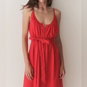 dôen nevita linen dress in scarlet - NWT
